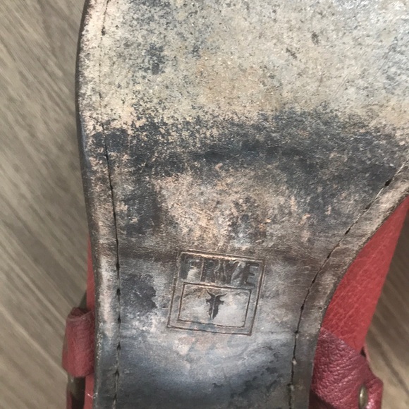 EUC Frye Red Carson Harness Belted Clog Booties (7.5) - Picture 9 of 9